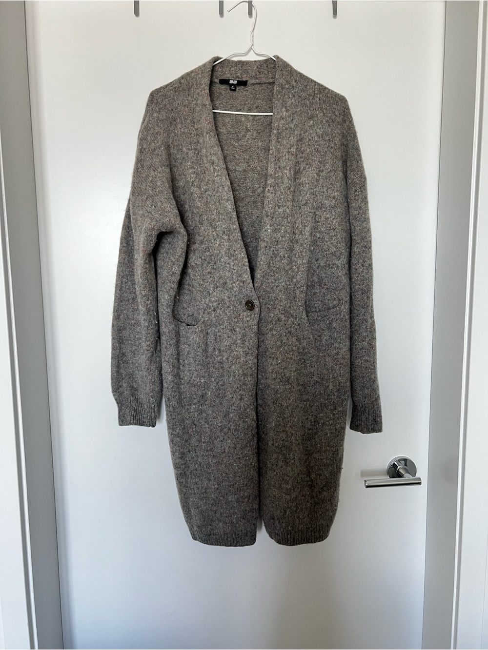 Uniqlo Heather Gray Long Knit Cardigan